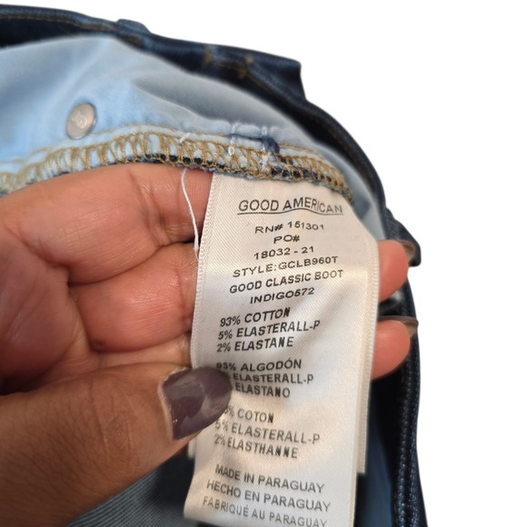 Good American Good Classic Boot Women 6 28 Indigo Excellent High Rise Jeans - Picture 5 of 6